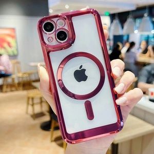 iPhone 14 Pro Max Clear Mag Safe Case Slim Plating Magnetic Cover Bundle